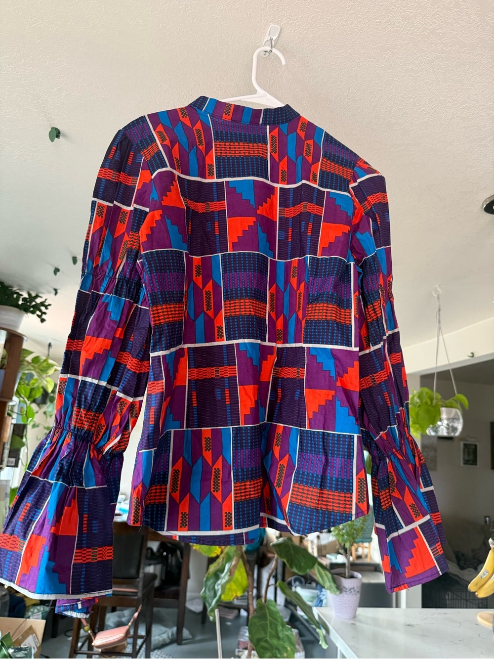 D’iyanu Colorblock Geometric Long-Sleeve Top - Purple & Red